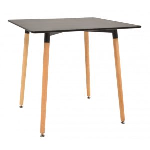 Mesa Edurne, Madera, Tapa Lacada Negra, 80 X 80 Cms