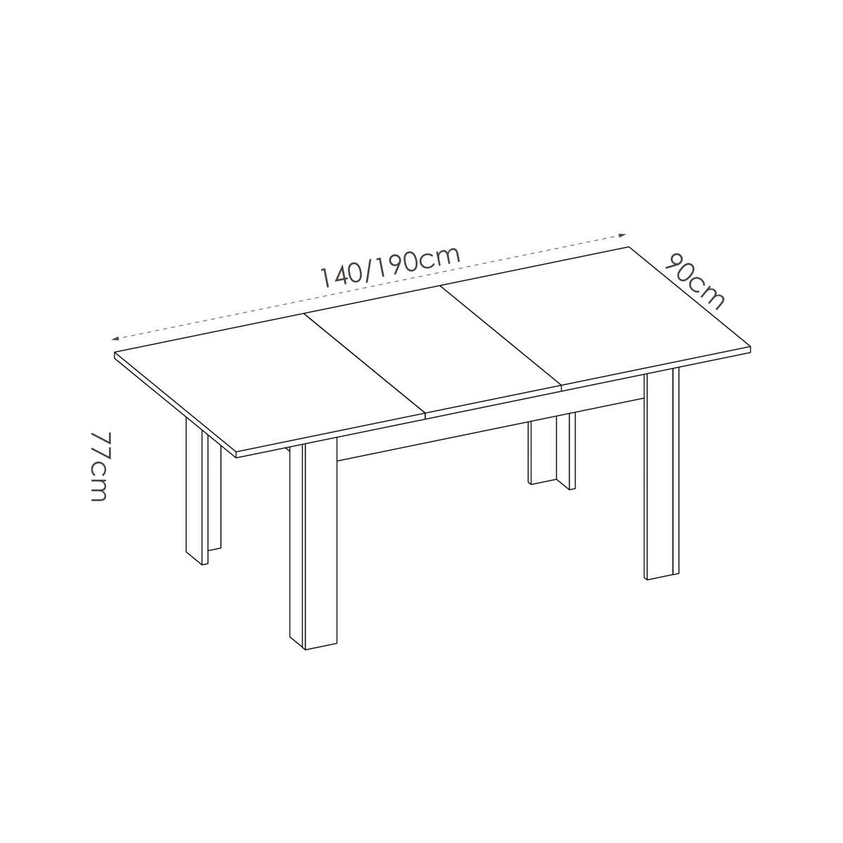 Mesa extensible blanco brillo de comedor 140-190 cm - Imagen 6