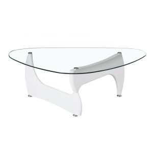 Mesa Nogu, Baja, Lacada Blanca, Cristal, 120X70 Cms
