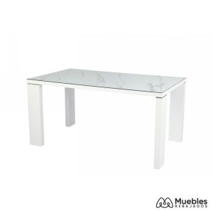 Mesa Royal, Lacada Blanca, Cristal Ceramico, 150 X 90 Cms