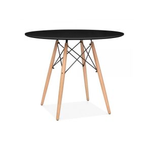 Mesa Tower, Base Madera, Tapa Negra, 100 Cms De Diámetro