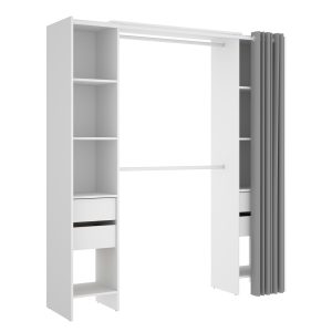 Vestidor blanco con 4 cajones y cortina